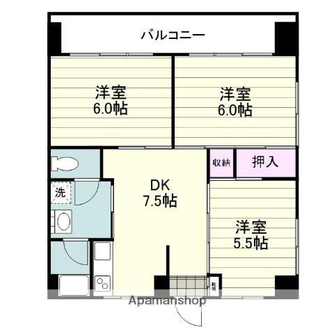 ロイヤルハイツ小松原(3DK/2階)の間取り写真