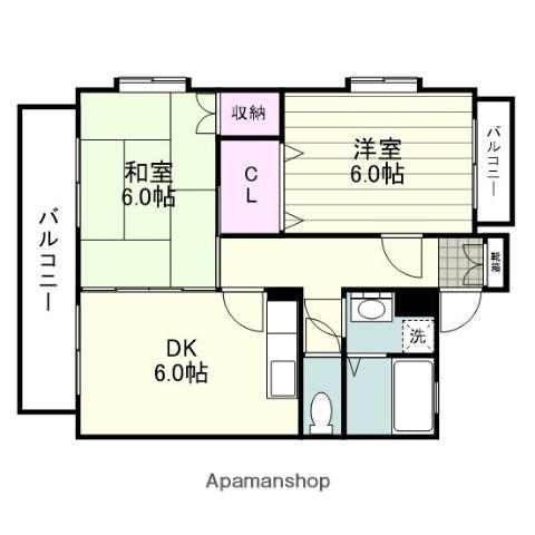 エルハイム(2DK/1階)の間取り写真