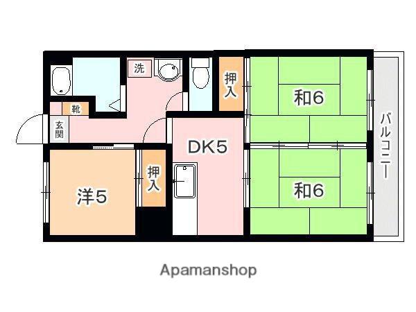 中洲福永ビル(3DK/3階)の間取り写真