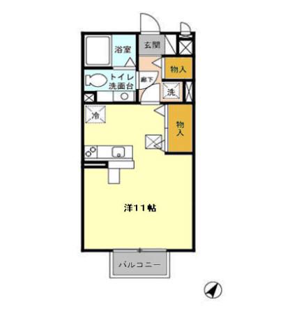 モナリエS・W(ワンルーム/2階)の間取り写真