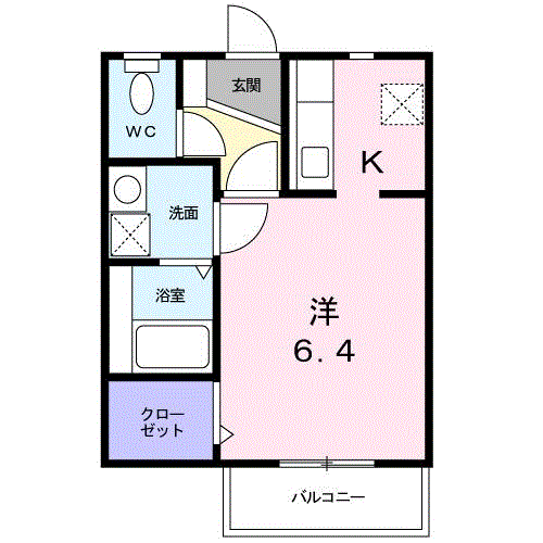 グリーンヒルズⅡ(1K/2階)の間取り写真