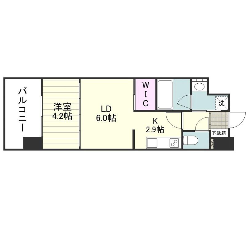 RJRプレシア郡元(1LDK/9階)の間取り写真