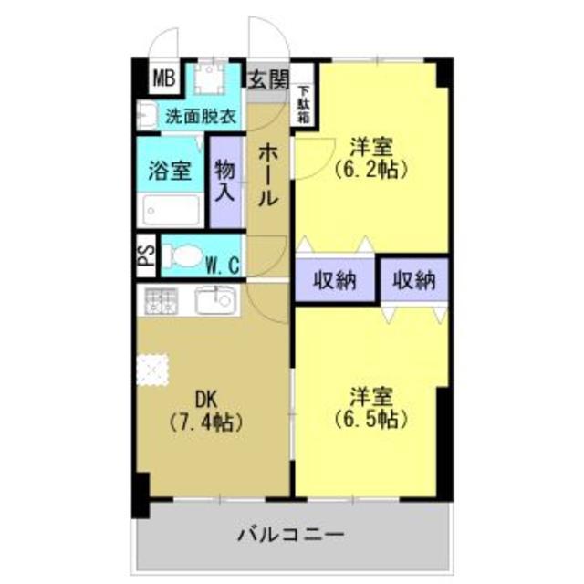グリーンコート力(2DK/1階)の間取り写真