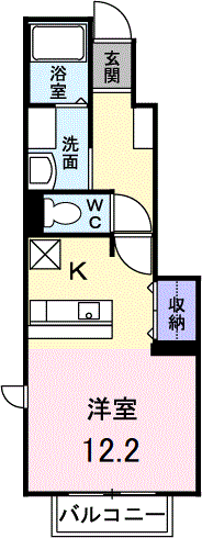ミレニアムK(ワンルーム/1階)の間取り写真
