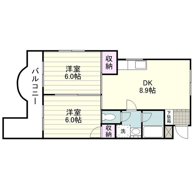 ブランセ小松原(2DK/3階)の間取り写真