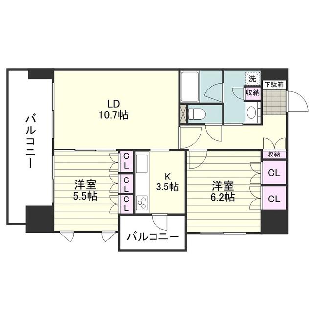 RJRプレシア郡元(2LDK/4階)の間取り写真
