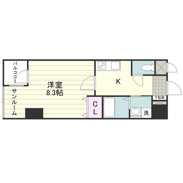 フラット・M(1K/4階)の間取り写真