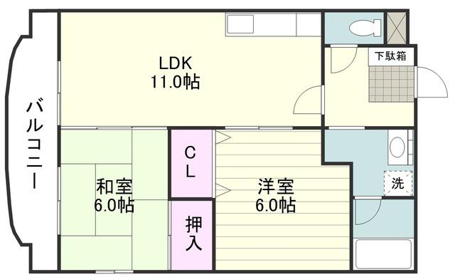 ソレーユ・Ⅰ(2LDK/1階)の間取り写真