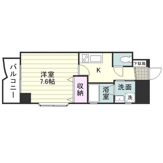 コスミオン松原(1K/9階)の間取り写真