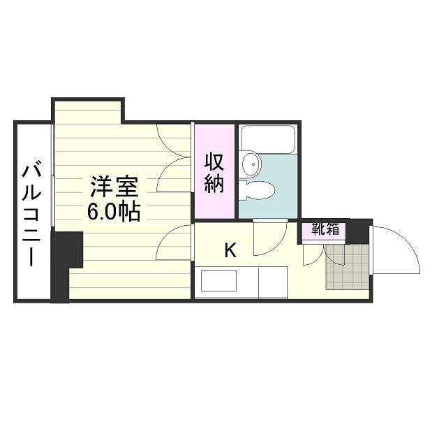 カーム鴨池(1K/2階)の間取り写真