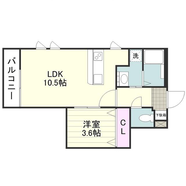ヴェルトゥメゾン(1LDK/1階)の間取り写真