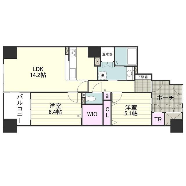 フレッセ高見馬場(2LDK/12階)の間取り写真