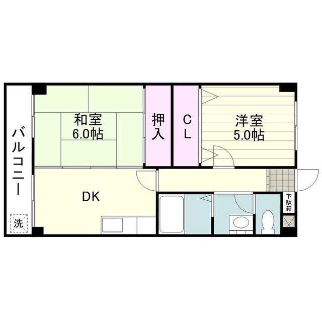 コーポ柿ノ迫(2DK/2階)の間取り写真