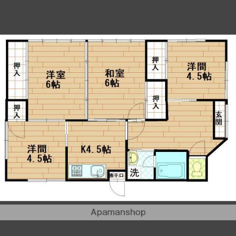 鹿児島県鹿児島市 1階建 築40年(4K)の間取り写真