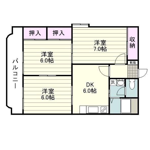 サンライズ小松原(3DK/3階)の間取り写真