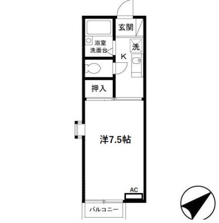 ハイツ明(1K/2階)の間取り写真