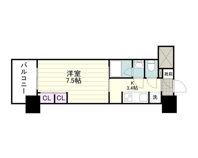 RJRプレシア鹿児島駅前(1K/11階)の間取り写真
