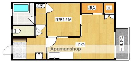 サンパティーク東谷山(1LDK/4階)の間取り写真