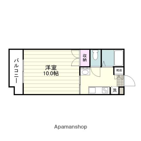 コーポリバーサイド(1K/4階)の間取り写真