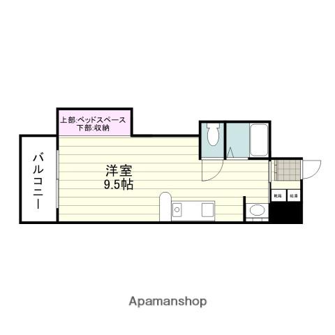 第2津曲コーポ(ワンルーム/6階)の間取り写真