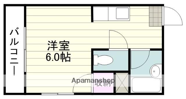シャトレー鴨池(1K/2階)の間取り写真