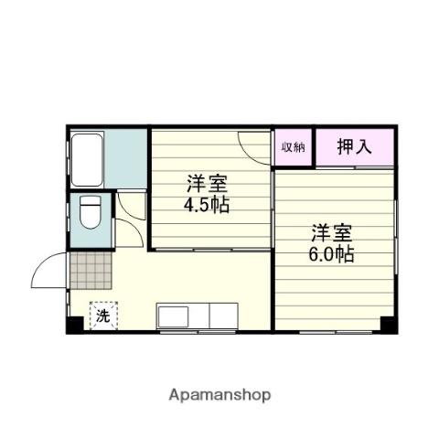 日興ビル(2K/2階)の間取り写真