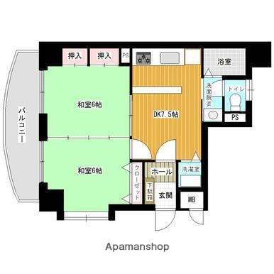 トーカンマンション中央町(2DK/11階)の間取り写真