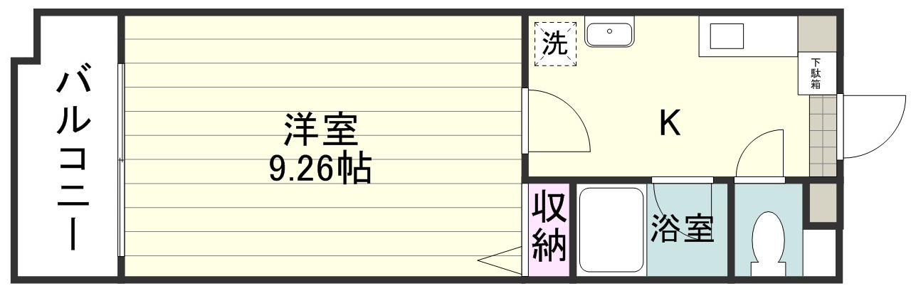 アーバン上荒田(1K/4階)の間取り写真