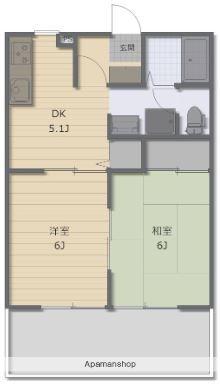 メルベーユ木元(2DK/1階)の間取り写真