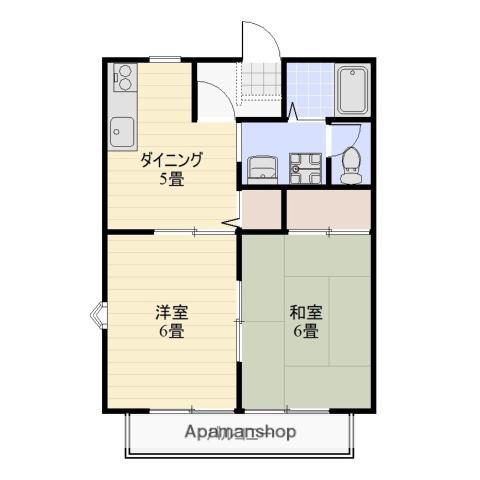 メルベーユ木元(2DK/2階)の間取り写真