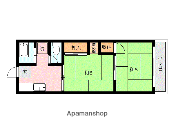 上荒田福永ビル(2K/3階)の間取り写真