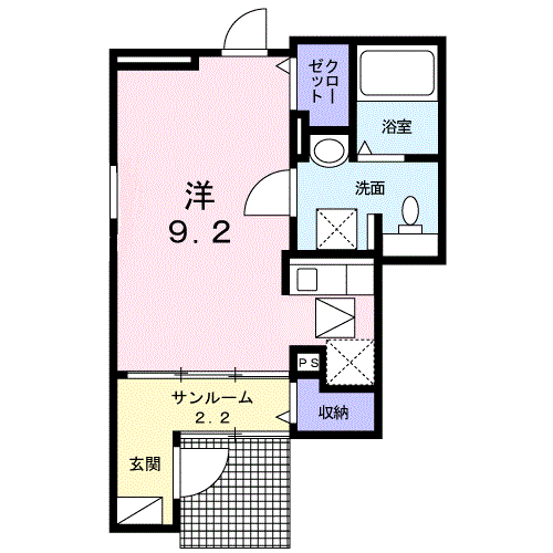 メゾンサイゴウⅦ(ワンルーム/1階)の間取り写真