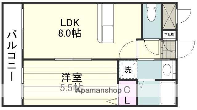 ヴェルビュー郡元(1LDK/3階)の間取り写真
