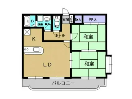 プリシェール福田(2LDK/2階)の間取り写真