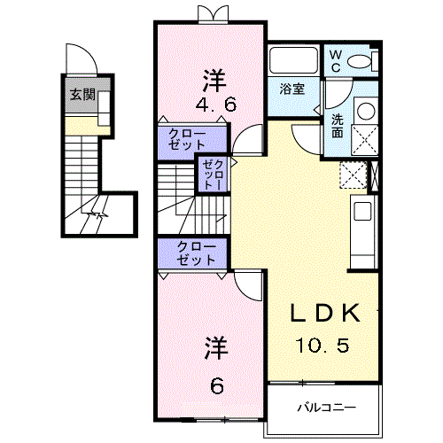 クレスト-ルFⅡ(2LDK/2階)の間取り写真