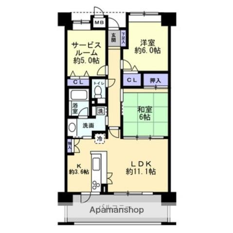 フローレンス加治屋町(3LDK/9階)の間取り写真