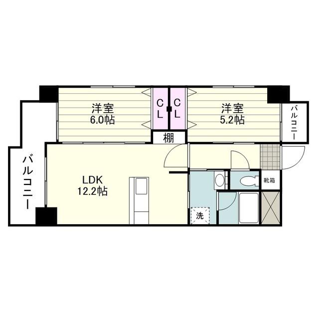 サンレガーロ南林寺(2LDK/3階)の間取り写真