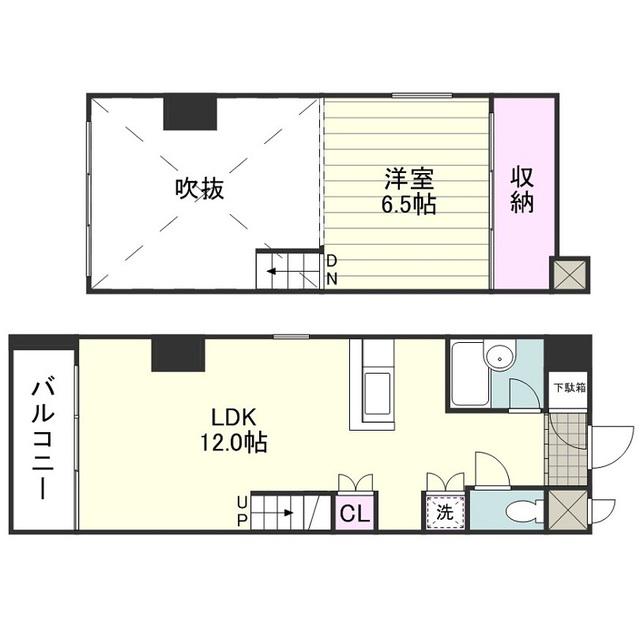 DUPLEX(1LDK/5階)の間取り写真