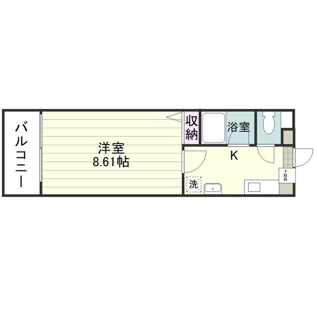 アーバン上荒田(1K/4階)の間取り写真