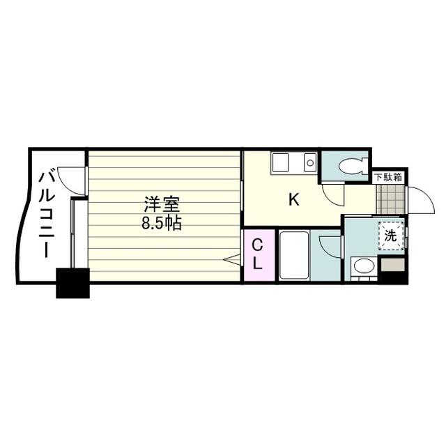 ガーデンプレイス上荒田(1K/4階)の間取り写真