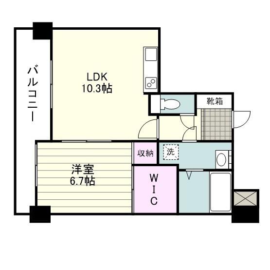 RJR上荒田(1LDK/5階)の間取り写真
