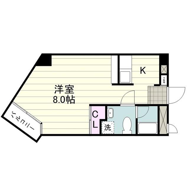 グリーンモール(ワンルーム/4階)の間取り写真