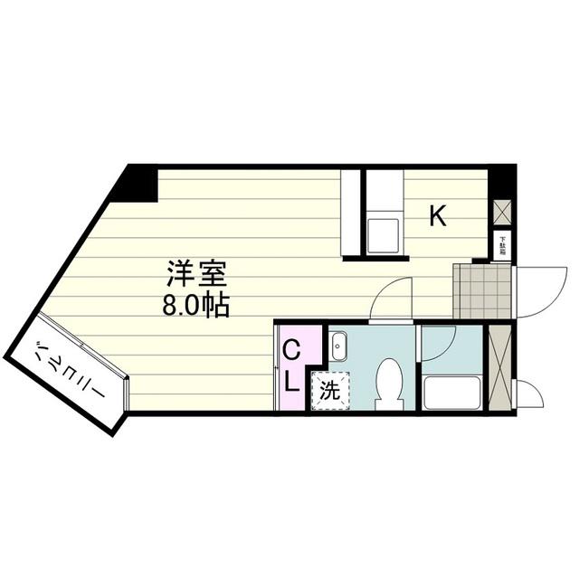 グリーンモール(ワンルーム/4階)の間取り写真