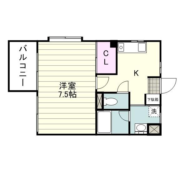 コンフォート東谷山(1K/2階)の間取り写真