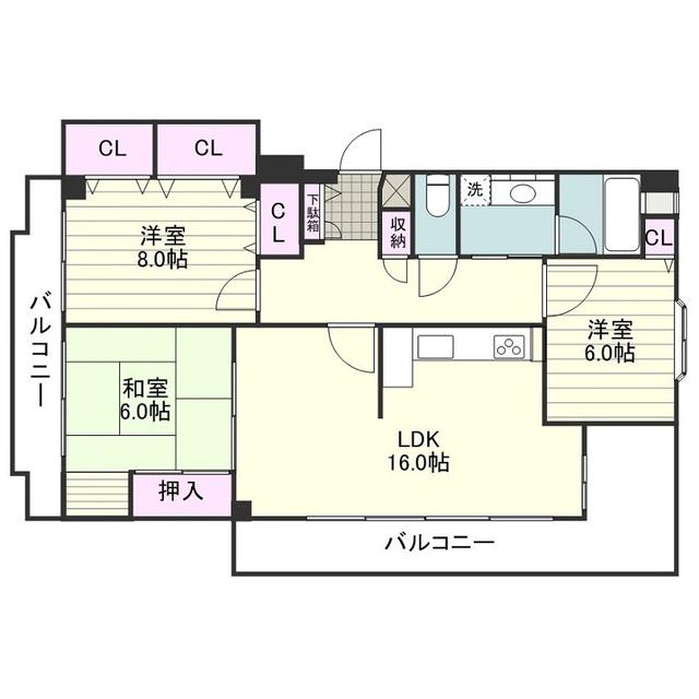 メモリーハイツ・ヨネックス(3LDK/1階)の間取り写真