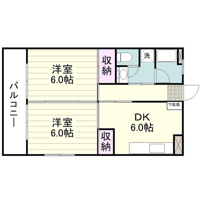 高麗ハイツ(2DK/5階)の間取り写真