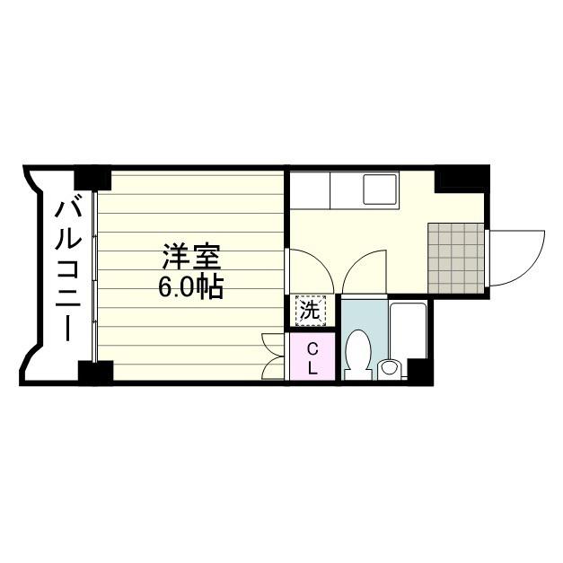 笹サンシャインコーポ(1K/3階)の間取り写真