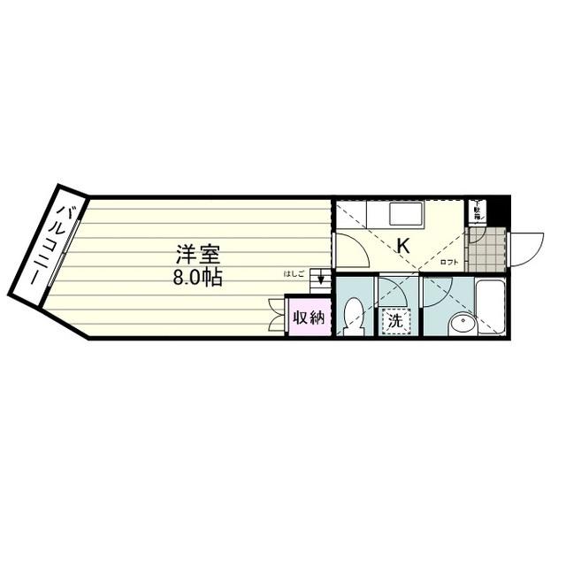 ヒルサイドフラッツ(1K/1階)の間取り写真