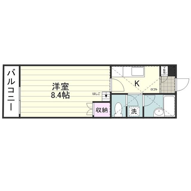 ヒルサイドフラッツ(1K/3階)の間取り写真