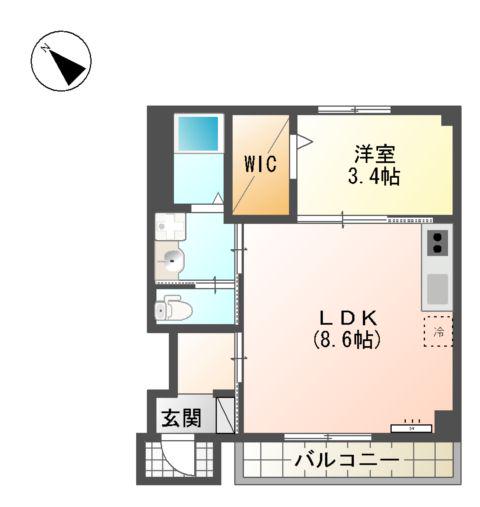 オレンジクレスト(1LDK/1階)の間取り写真